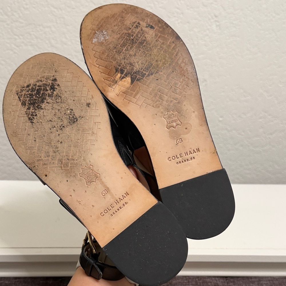 Cole Haan Grand 360 Black Leather Strappy Sandals - Picture 6 of 6